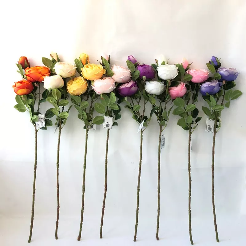 3 Köpfe Seide Pfingstrose Blume